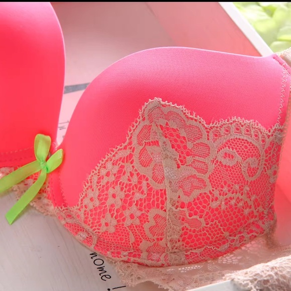 Nude Pink Lace Push Up Bra + Panty Set - Picture 3 of 4